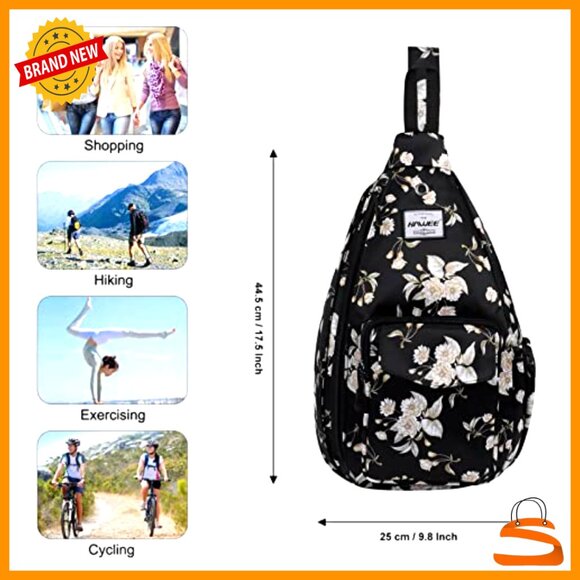 Water-Resistant Sling Backpack, Adjustable Strap, 18L Capacity for Travel &